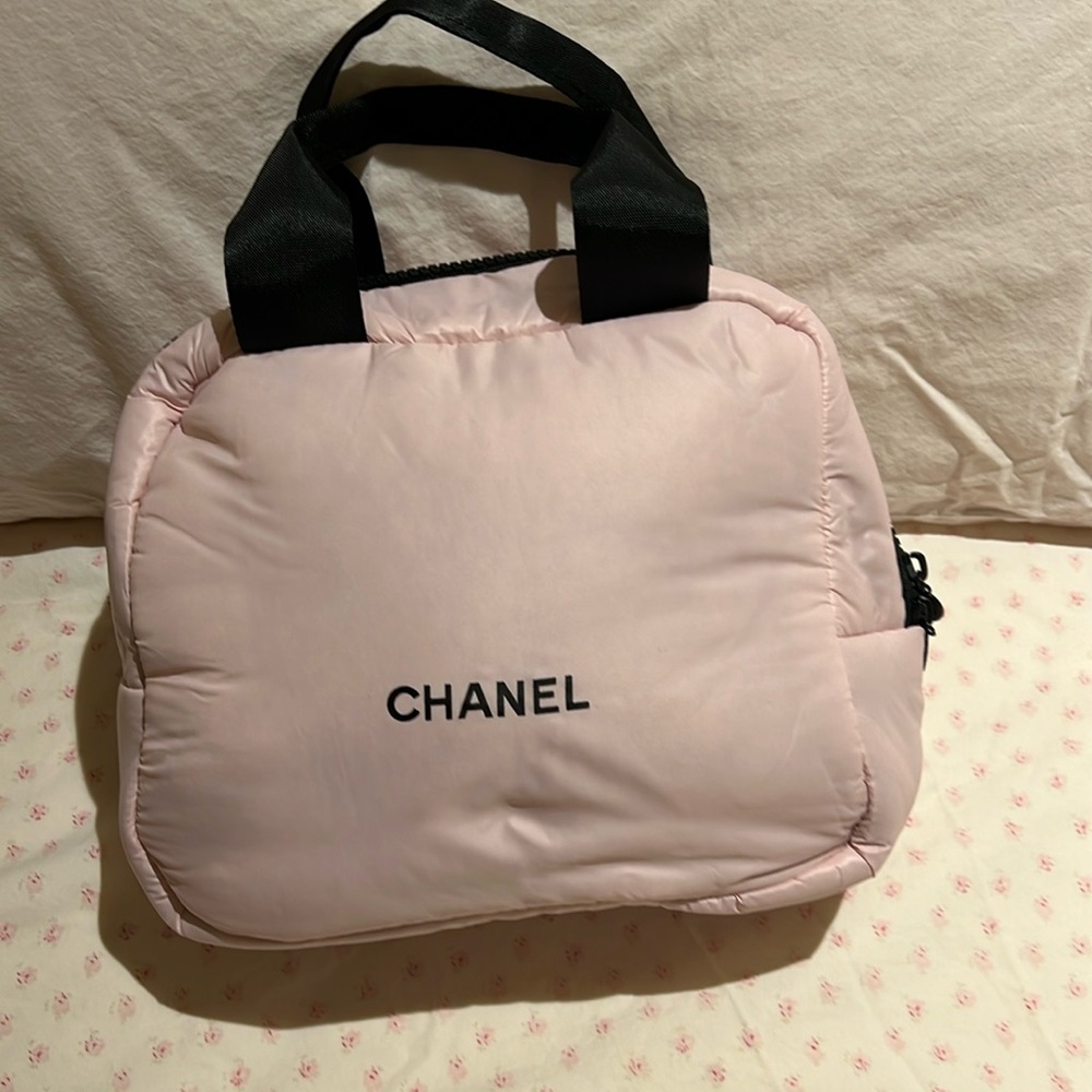 Chanel Pink & Puffy Boston Makeup/ travel bag.